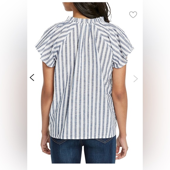 Buffalo David Bitton Lauren Nautical Stripe Short-Sleeve Blouse - Picture 2 of 5
